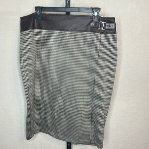 398 - Lauren Ralph Lauren Black Label NWT Brown/White Midi Skirt, Size 14P